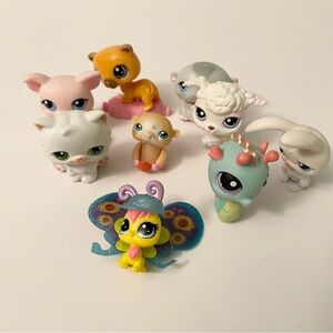 Littlest Pet Shop LPS Lot 9 Figures - Vintage Hasbro Seahorse Butterfly Cat